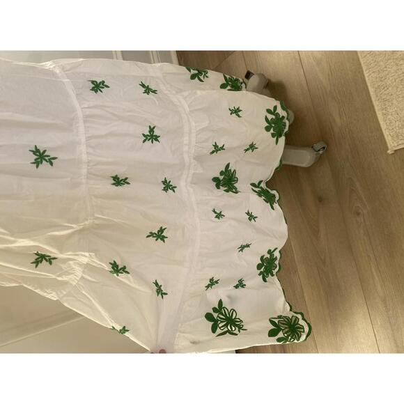 Anthropologie - Somerset White Eyelet Maxi Dress w/ Green Floral Embroidery, M - Picture 9 of 12